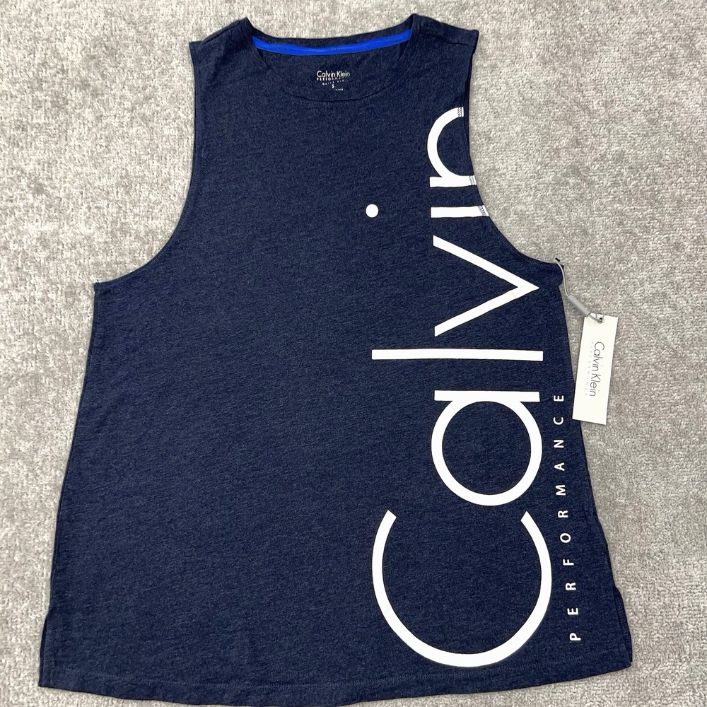 Calvin Klein Graphic Logo Tank Top Womens Small Performance Athletic Navy NWT
